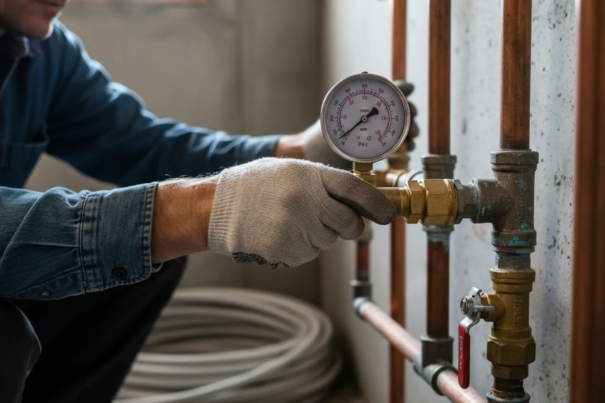 Pressure testing a repaired line during Water Line Repair in Athens